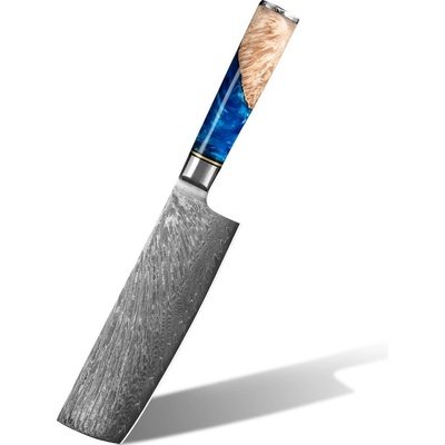 IZMAEL Damaškový kuchynský nôž Hakusan Small Cleaver/Modrá 16.5 cm