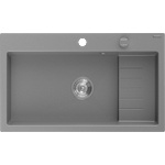 Mexen Omar кухненска мивка от гранит с 1 отделение 800 x 480 mm, сив, сифон хром - 6520801005-71 (6520801005-71) Мивка за вграждане