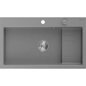 Mexen Omar кухненска мивка от гранит с 1 отделение 800 x 480 mm, сив, сифон хром - 6520801005-71 (6520801005-71) Мивка за вграждане