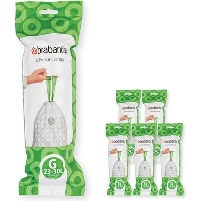 Brabantia Торба за кош Brabantia PerfectFit NewIcon/Touch 1005571, Размер G, 23-30 л, 120 бр, Бял (1005571)