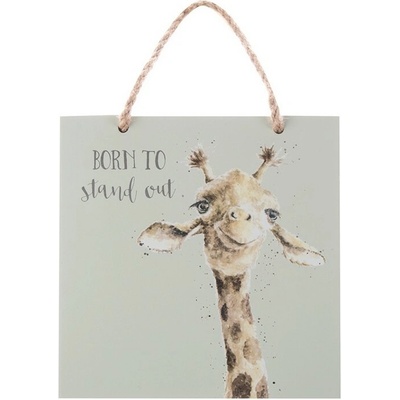 Dřevěná cedule Wrendale Designs "Born to Stand Out", 15x15 cm - Žirafa