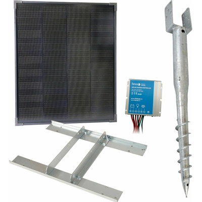 Basic sada solárneho ohradníka, zemný vrut, konzola, 10 A regulátor, 40 W panel