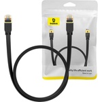 Baseus Flat Ethernet Patchcord Cable RJ45 Cat7 UTP 10Gbps (150 см) (черен) (B00133207111-06)