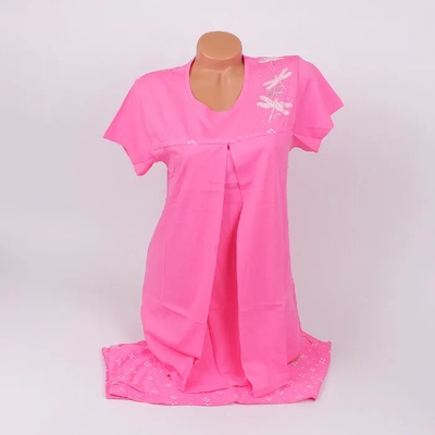 Пижама за бременни и кърмещи в розов цвят и апликация