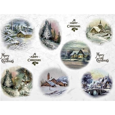 Itd Collection Rýžový papír Veselé Vánoce chaloupky a srnečka A4 – Sleviste.cz