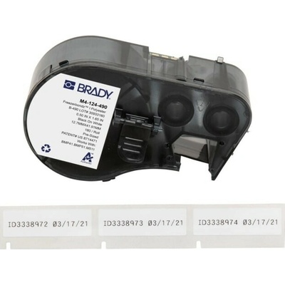 Brady M4-124-490 / 170775, 12.70 mm, Polyester, čierna tlač / biely podklad