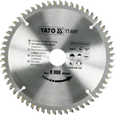 Kotouč na hliník 200 x 30 mm 60z Yato YT-6091