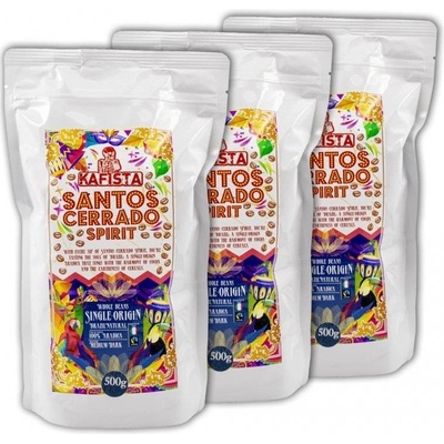 Kafista Santos Cerrado Spirit Natural 100% Arabica z Brazílie Fairtrade 3 x 0,5 kg