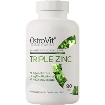 OstroVit Triple Zinc / Gluconate + Picolinate + Citrate, 90 capsules