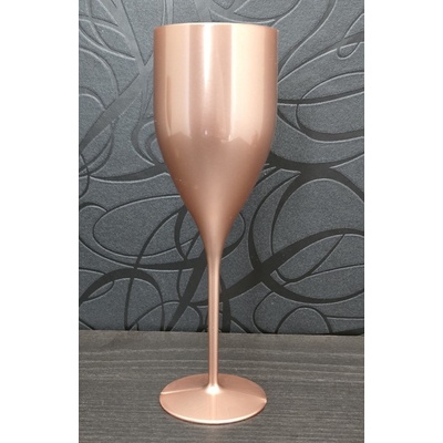 Gold Plast Plastová nerozbitná růžovo zlatá sklenice na šampaňské a prosecco VERONA 180 ml