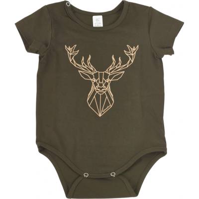TETRAO Detské body krátky rukáv khaki jeleň PS