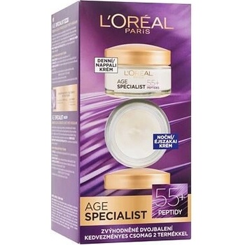 L'Oréal Paris Age Specialist 55+ dárková sada: denní pleťový krém Age Specialist 50 ml + noční pleťový krém Age Specialist 50 ml