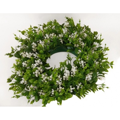 Umělý věnec s bílými kvítky, Ø 25 cm