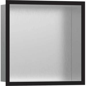 Hansgrohe XtraStoris Individual - Ниша за вграждане в стена с дизайнерска рамка, 30x30x10 см, матирана неръждаема стомана/матово черно 56097670 (56097670)
