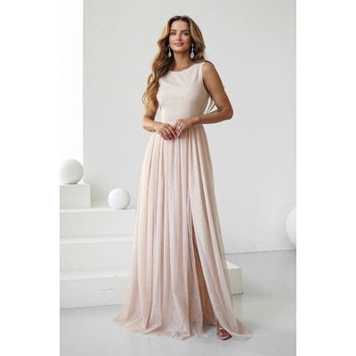 Warsaw Dress tylové trblietavé šaty Béžové
