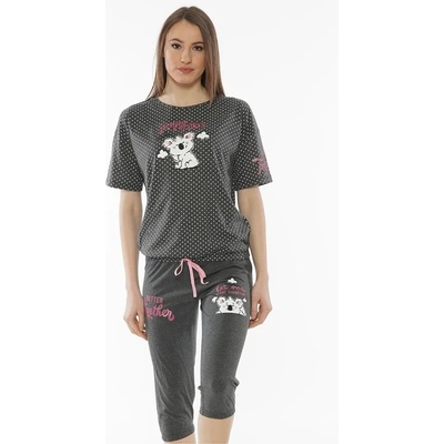 Дамска пижама в сиво с точки и коала