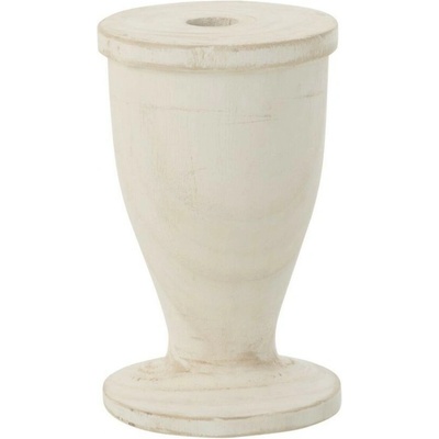 Bílý antik dřevěný veliký svícen na úzkou svíčku XL – Ø 12*20 cm - J-Line by Jolipa