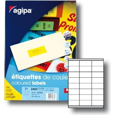 Etikety farebné 70x35mm APLI A4 100 hárkov fluo žlté