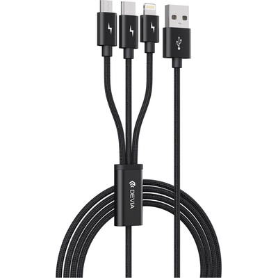 Devia EC048 USB 3v1 Apple lightning / USB-C / Micro USB, 3A, 1,2m, černý