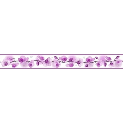 IMPOL TRADE D 58-030-4 Samolepiaca bordúra kvety orchideí fialové, rozmer 5 m x 5,8 cm
