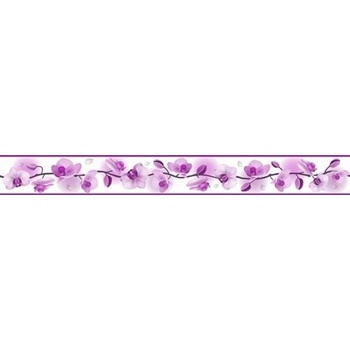 IMPOL TRADE D 58-030-4 Samolepiaca bordúra kvety orchideí fialové, rozmer 5 m x 5,8 cm