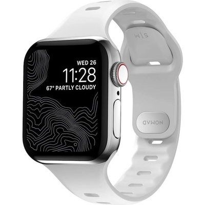Nomad Силиконова каишка за Apple Watch 42мм, 44мм, 45мм, Ultra 49мм - Nomad Sport Slim Band (бял) (NM01147985)