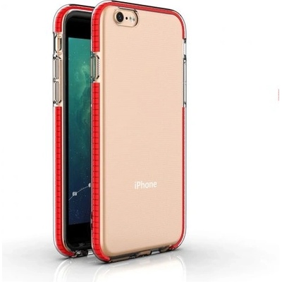Pouzdro AppleKing transparentní s barevným rámem z měkkého plastu iPhone 6 / 6S - červené