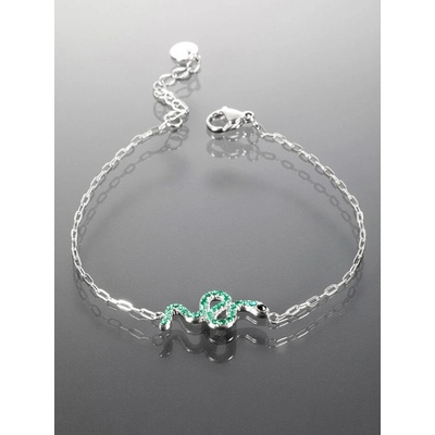 Prosperk náramek z chirurgické oceli se zeleným hadem S4068