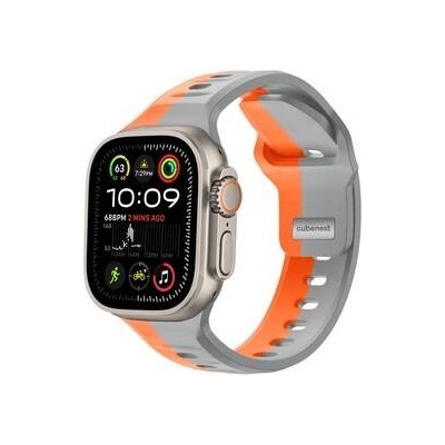 CubeNest Premium Silikon Sport na Apple Watch 42/44/45/Ultra 49 mm šedý/oranžový B01R001DLLUGROR