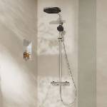 Hansgrohe Душ колона с термостатичен смесител Hansgrohe Pulsify S Puro, ръчен душ с 3 функции, гланциран хром (24236000)