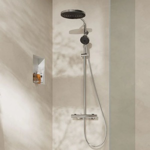 Hansgrohe Душ колона с термостатичен смесител Hansgrohe Pulsify S Puro, ръчен душ с 3 функции, гланциран хром (24236000)