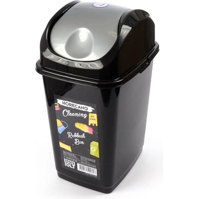HORECANO 10 л черно кошче за отпадъци с люлеещ сив капак horecano (0151575)