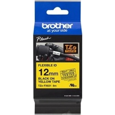 Brother TZe-FX631 - Černá na žluté - Role (1,2 cm x 8 m) 1 kazeta/y flexibilní ID páska - pro Brother PT-D210, D600, H110; P-Touch PT-1005, D200, D450, E550, H110, P300, P900, P950