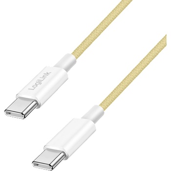 LogiLink USB 2.0 Type-C кабел, C/M - C/M, 480 Mbps, 60W, найлон, жълт, 1 м