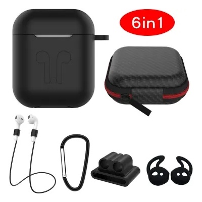 GKK Калъф/Сет за Слушалки Apple AirPods, Silicone Case, Черен (4260587935515)