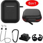 GKK Калъф/Сет за Слушалки Apple AirPods, Silicone Case, Черен (4260587935515)