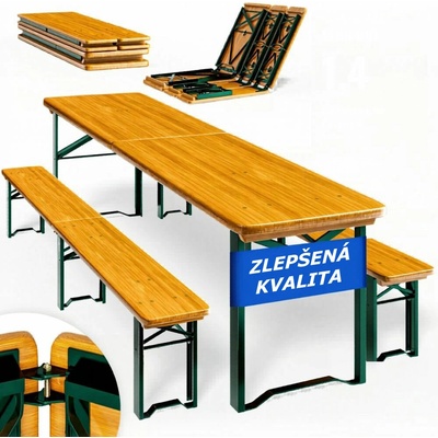 Jurhan Pivní set MAXI sklápěcí, 220cm, přírodní hnědá – Zboží Dáma