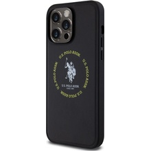 U.S. Polo PU Leather Printed Round Double Horse MagSafe iPhone 15 Pro Max černé