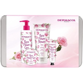 Dermacol Flower Care Rose tělové máslo 75 ml + krém na ruce 30 ml + sprchový krém 200 ml dárková sada