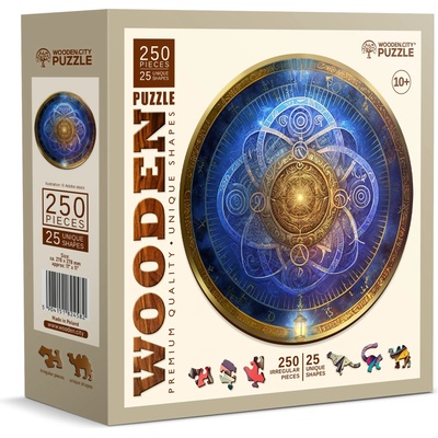Wooden City Дървен пъзел Wooden City, 250 части - Мандала, Син зодиак (HE 0182-L)