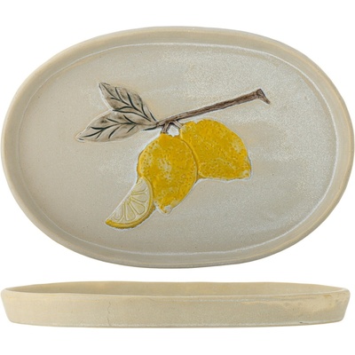 Bloomingville Keramický servírovací talíř Hadden Yellow 36 cm, žlutá barva, keramika