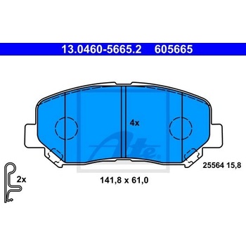 Sada brzdových platničiek, vždy 4 kusy v sade ATE 13.0460-5665.2 (13046056652)