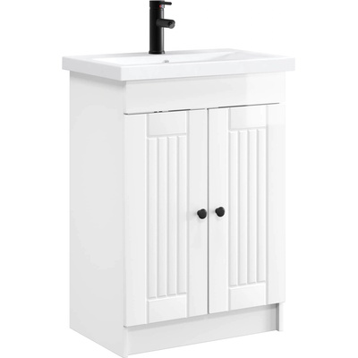 vidaXL Комплект мебели за баня Бял гланц 56 x 37, 5 x 81 см (3404188)