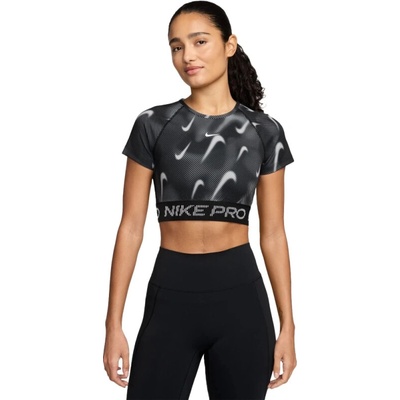 Nike Pro NP DF SS Top AOP Black/White čierna