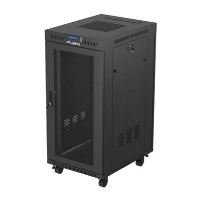 Lanberg Rack Cabinet 19" Free-Standing 24U/600X800 (FlAT Pack) With Mesh Door LCD Black V2 (FF01-6824-23BL)