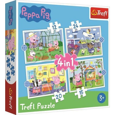 Trefl 4v1 Peppa Pig/Prásátko Pepa Vzpomínka na prázdniny 12+15+20+24 dílků