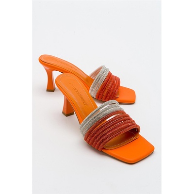 Moda Trend Дамски чехли с декоративни камъчета - Оранжеви #381718 (381718_Оранжев)