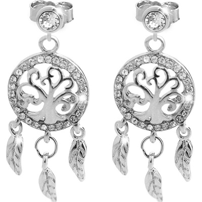 JSB bijoux s.r.o. Stříbrné náušnice puzety lapač snů s krystaly Swarovski Crystal (Stříbro 925/1000)