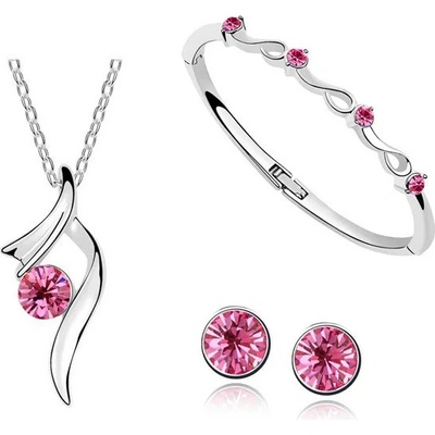 Glory set náhrdelník náušnice a náramok Bella Swarovski elements ružová GS194R