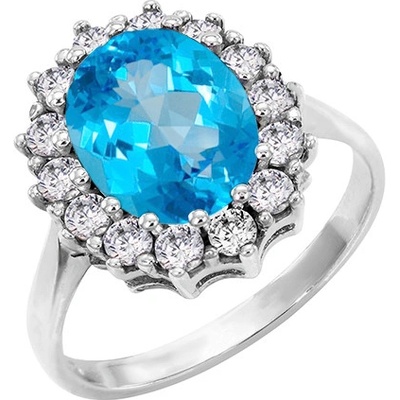 Eppi Prsteň s modrým topásom a diamantmi Zanite R35058